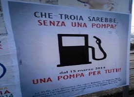 Inaugurazione di un benzinaio a Troia nel foggiano: scoppia la polemica sul web per la pubblicità fuori dalle righe
