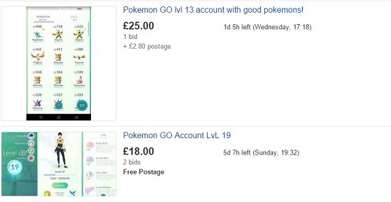 annunci vendita account pokemon go
